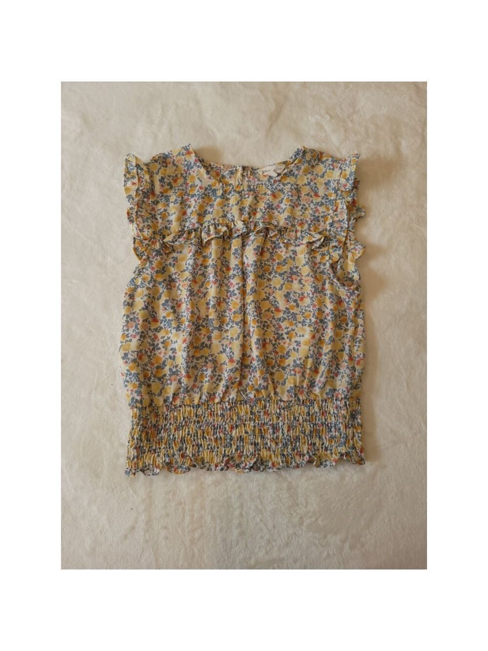 Women's moa moa Floral Blouse Size M Yellow Blue - Picture 3 of 8